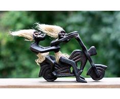 G6 Collection Handgefertigte Holzfigur, primitive Tribal, lustige Harley Davidson Statue Motorrad Skulptur Tiki Bar Einzigartiges Geschenk Holz Deko Home Decor Figur Dekoration Handgeschnitzt Harley Statue