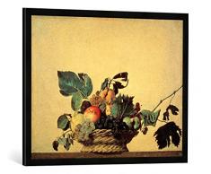 Gerahmtes Bild von Michelangelo Merisi Caravaggio Der Obstkorb, Kunstdruck im hochwertigen handgefertigten Bilder-Rahmen, 80x60 cm, Schwarz matt