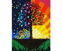 Diamond Vollbedeckung mit Holzrahmen Painting Set Bild 30 x 40 Diamant Malerei Stickerei Handarbeit Basteln Mosaik Steine Blumen Korb Haus am Bach (EJ189)