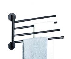Alise SUS304 Handtuchhalter, ausklappbar, 4 Stangen, klappbar, drehbar, für Badezimmer, Handtuchhalter, platzsparend, aus Edelstahl, matt schwarz
