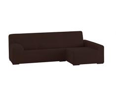 Eysa elastisch sofa überwurf chaise longue links, frontalsicht, Polyester-Baumwolle, 07-braun, 90 x 240 - 280 x 155 cm