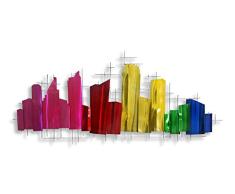 World Art TWBP6128A Stadtprofil MetallWand skulptur handgefertigt, Metall, Colorful, 130 x 5 x 57 cm