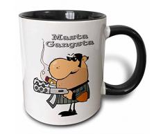 3dRose Masta Gangsta Master Gangster-Two Ton, schwarz, Kaffeebecher, Keramik, Schwarz/Weiß, 10.16 cm x 7,62 x-Uhr