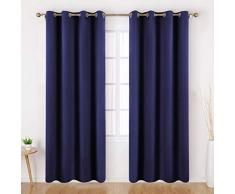 Homeideas Verdunkelungsvorhänge – Set mit 2 Paneelen, Raumverdunkelungsvorhänge/Vorhänge, Thermo-Ösen, für Schlafzimmer und Wohnzimmer W52 X L84 dunkles marineblau