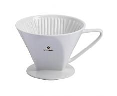 Westmark Porzellan-Kaffeefilter/Filterhalter, Für bis zu 4 Tassen Kaffee, Filtergröße 4, Porzellan, Brasilia, Weiß, 24482260
