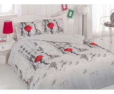 Eponj Home Bettwäsche-Set für Doppelbett 200 x 220 cm Grigio Nero Rosso