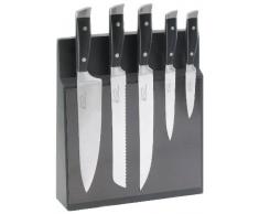 Pradel Jean Dubost 18509 Messerblock mit 5 Messern, magnetisch, Edelstahl, schwarzer Nylongriff