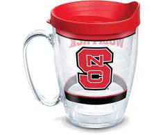 Tervis 1348007 NC State Wolfpack Tradition Thermobecher mit Wrap und rotem Deckel, 473 ml, transparent