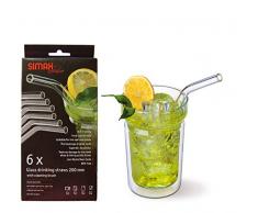 Bohemia Cristal 093 006 169 SIMAX 6 Trinkhalme 20,0 cm gebogen aus Borosilikatglas, Glas