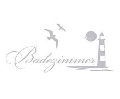 GRAZDesign Fenstertattoo Badezimmer Leuchtturm Möwen, Fensteraufkleber fürs Bad, Fensterbilder maritim / 111x50cm