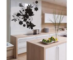 INDIGOS 4052166144544 Wandtattoo w658 sehr schöne Blume Wandaufkleber 120 x 112 cm, schwarz