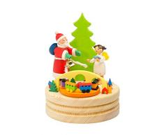 Alexander Taron 134 Graupner Spieluhr, Weihnachtsmann und Engel, 12,7 x 10,2 cm, Braun