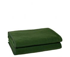 Soft-Fleece-Decke – Polarfleece-Decke mit Häkelstich – flauschige Kuscheldecke – 110x150 cm – 661 dark jade – von ’zoeppritz since 1828’