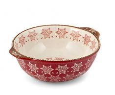 H&H Grace Auflaufform Stoneware, Rot, 23 cm