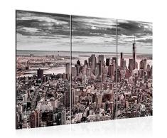 Bilder New York City Wandbild 120 x 80 cm Vlies - Leinwand Bild XXL Format Wandbilder Wohnzimmer Wohnung Deko Kunstdrucke Rosa Grau 3 Teilig - MADE IN GERMANY - Fertig zum Aufhängen 610031c