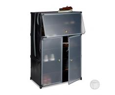 Relaxdays, schwarz Kunststoff Schuhschrank, XL Steckregal, Schuhregal f. 24 Paar, 6 Fächer mit Türen, HBT 94x61,5x31,5cm, Standard