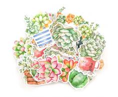 Navy Peony Aquarell Kaktus und Sekkulente Sticker Set | kleine wasserdichte Sticker für Laptop, Skateboards und Handyhüllen | süße Sticker für Scrapbooking, Tagebuch, Planer und Zeitung (21 Stück)