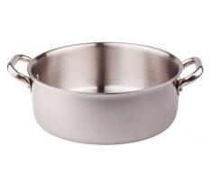 Agnelli alu-INOX Stieltopf Bass mit 2 Griffe aus Edelstahl, Silber, Silber, 18 cm