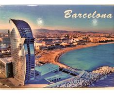 World By Shotglass Barcelona Spain Panorama Kühlschrank Collector s Souvenir Magnet 6,3 x 8,9 cm