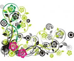 Indigos 4051719808735 Wandtattoo ME131 Hibiskus Retro Kreis Tribal AST Pflanze Blume Ranke 80 x 60 cm