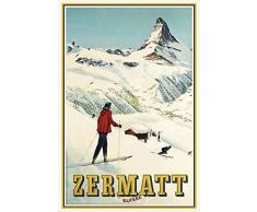 Schatzmix Schweiz Zermatt Metallschild 20x30 cm Wanddeko tin Sign Blechschild, Blech, Mehrfarbig