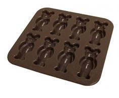 YOKO DESIGN 1196 Backform Bärenjunge, Platin-Silikon, 14,7 x 14,4 x 1,8 cm, Schokobraun