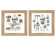 Riolis Badezimmer Kreuzstich-Set, Baumwolle, Mehrfarbig, 15 x 15 cm