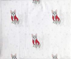 Jingles & Joy Bedding Bettlaken-Set für Doppelbett, Mikrofaser, extra Tiefe Taschen, graue Weihnachtshunde in rotem Pullover, Weste auf Weiß