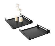 MyGift Serviertablett mit gebogenen Griffen, modern, quadratisch, matt, Schwarz Modern schwarz