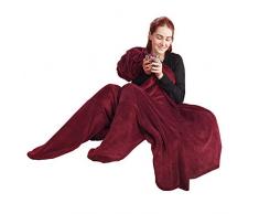 CelinaTex Footy Socken Kuscheldecke 150 x 180 cm Bordeaux Coral Fleece Sockendecke Mikrofaser Fußwärmer Decke
