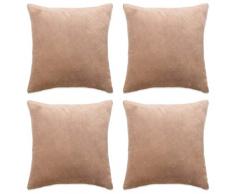 vidaXL 132952 4X Kissenbezug Velours 50x50cm Gebrochen Weiß Kissebhülle Sofakissen, Gewebe, Grauweiß, Größe: 50 x 50 cm (L x B)