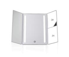 Pauleen Chic Glamour Mirror Schminkspiegel Touchdimmer und Vergrößerungsspiegel LED Kosmetikspiegel mit Licht Weiß matt Kunststoff/Spiegel 48006