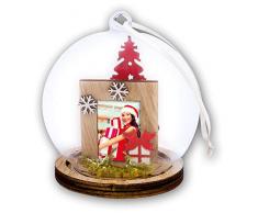 ZEP S.r.l. Bergen Weihnachtskugel, Holz, Rot, WeiÃ, Natur und Klar, Für Bildformat 3,5 x 4,4 cm, Durchmesser 9 cm