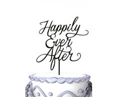 Meijiafei Wedding Cake Topper - Cursive Happy Ever After for Engagement Party Decoration