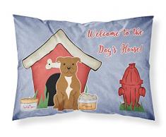 Caroline s Treasures bb2801pillowcase Hund House Collection Staffordshire Bull Terrier braun Stoff Kissenbezüge, Standard, Multicolor