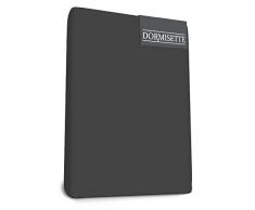 Bed-Fashion Dormisette Elasthan Split Topper Spannbettlaken, Mako-Satin, anthrazit, doppelt, 160 x 200 cm