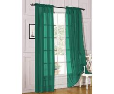 Decotex Vorhang-Set, durchsichtig, Voile, Lichtfilterstange, für Fenster, Gardinen, in verschiedenen Größen und Farben erhältlich, 2 Stück 54 X 120 blaugrün