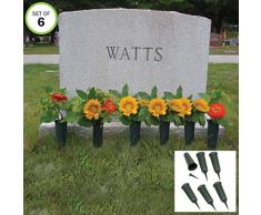 Evelots Grabvase für Frische/künstliche Blumen, Stabiler Erdspieß, 6 Stück