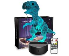 Nachtlicht 3D Dinosaurier 3D Lampe optische Illusion Kinder Nachtlicht Tiere 7 Farben wechseln LED Touch Tischlampe mit Fernbedienung für Jungen Mädchen Schlafzimmer Geburtstag Geschenk Dinosaur Dinosaurier