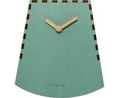 NeXtime Rocky Tischuhr, Wood, Türkis, 19.5 x 18