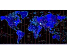 Indigos 4052166718790 Wandtattoo ME411 Weltkarte mit Zeitzone 80 x 41 cm