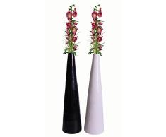 Uniquewise qi003355wb. L.2 77,5 cm gesponnener Bambus modernes hoch BODENVASE, schwarz und weiß, Set von 2