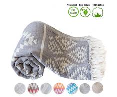 Mebien Vintage Design Türkische Handtücher Strand Pestemal Handtuch für Bad Pools Spas Fitnessstudios Saunas Mehrzweck-Überwurf oder Decke für Sofa, Bett, Picknick, für Babys, Damen, Herren, 100 % Baumwolle, 89 x 168 cm,
