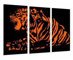 Wandbild - Wild Animal Tiger, Feline Orange und Schwarz, Natur, 97 x 62 cm, Holzdruck - XXL Format - Kunstdruck, ref.26924
