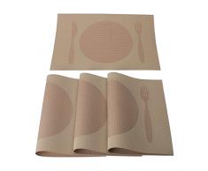 uxcell Platzsets, waschbar, hitzebeständig, gekreuzt, rutschfest, PVC, für Küche, Esstisch, rechteckig, 45,7 x 30,5 cm, 4 Stück 45 x 30cm/18 x 12(L*W) Light Brown-Cutlery