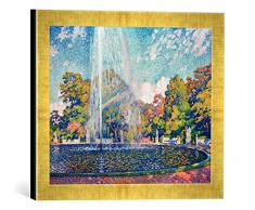 Gerahmtes Bild von Theodore Van Rysselberghe Springbrunnen im Park von Sanssouci bei Potsdam, Kunstdruck im hochwertigen handgefertigten Bilder-Rahmen, 40x30 cm, Gold Raya