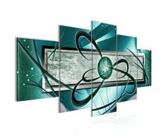 Bilder Abstrakt Wandbild 200 x 100 cm Vlies - Leinwand Bild XXL Format Wandbilder Wohnzimmer Wohnung Deko Kunstdrucke Türkis 5 Teilig - MADE IN GERMANY - Fertig zum Aufhängen 105551b