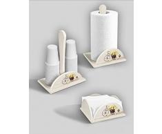 Set 3 Stück-Gläser und Serviettenhalter aus Holz Shabby Yellow Roses