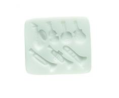 Silikomart 71.247.00.0096 Backform für Kuchen Musik SLK147 Instrumente, Silikon, Weiß