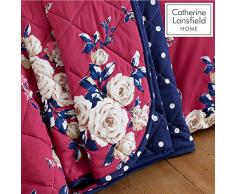 Catherine Lansfield Canterbury Tagesdecke, pflegeleicht, 220 x 230 cm, Pflaume
